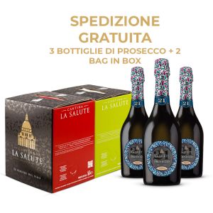 Confezione 3 bottiglie Prosecco + 2 Bag in Box – La Salute